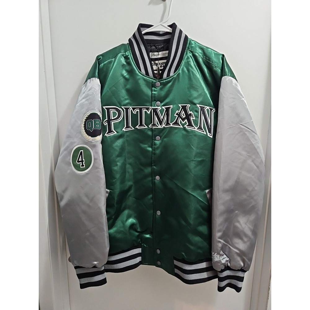 Colin Kaepernick Jacket Mens XL Green Satin Varsity Pitman‎ MVP Nostalgia Nwt